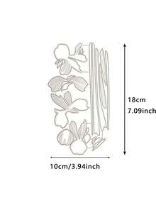 1朵花和葉裝飾碳鋼金屬凸版紙張切割模具,清新風格裝飾,適用於信封、賀卡、相框diy製作 - 銀色D - 查看 2