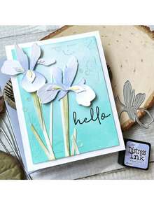 1朵花和葉裝飾碳鋼金屬凸版紙張切割模具,清新風格裝飾,適用於信封、賀卡、相框diy製作 - 銀色D - 查看 3