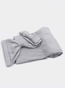 1件套新生儿男女宝宝襁褓毯+头带+帽子三件套，含胎儿帽、婴儿襁褓和儿童防踢被 - 灰色 - 查看 5