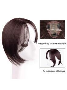 10-Inch Bangs Top Long Layer Hair Accessories Women'S Synthetic Hair Wig Thin Hair Dark Brown Fiber Wig Women'S Bangs - Dark Brown - View 4