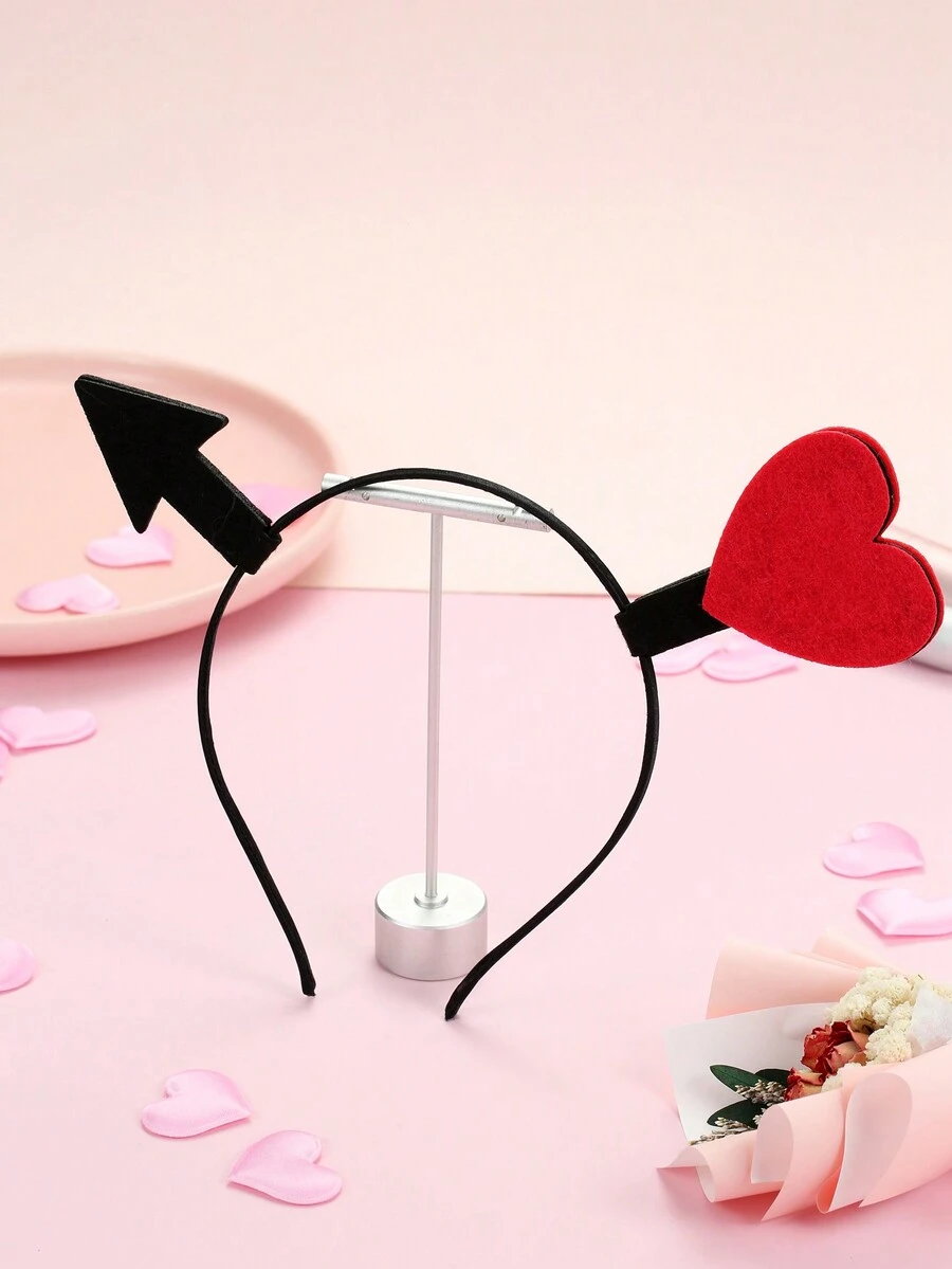 1pc Valentine'S Day Heart Decorated Headband Party Wedding Headpiece - Red - View 1