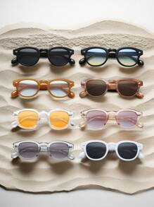 男女通用复古方形小框眼镜 & 女士时尚透明果冻色时尚眼镜可爱太阳镜沙滩配饰