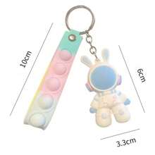 2 件新品太空兔子钥匙扣、情侣背包吊坠、汽车钥匙圈，配可爱兔子娃娃，适合情人节礼物 - 彩色 - 查看 9
