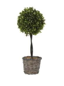 1 件人造黃楊木修剪球樹,16.5 英吋盆栽黃楊樹修剪人造植物灌木,適用於桌面裝飾 - 綠色 - 查看 1