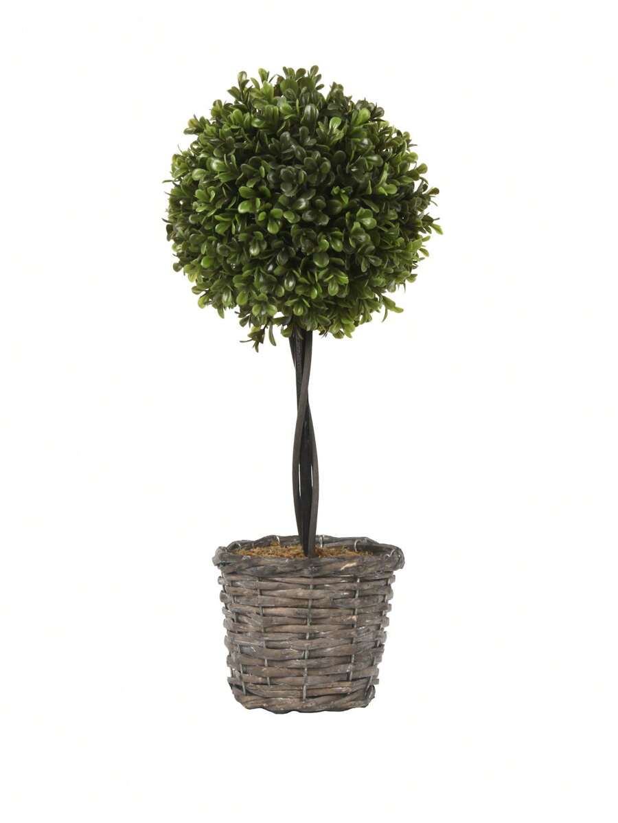 1 件人造黃楊木修剪球樹,16.5 英吋盆栽黃楊樹修剪人造植物灌木,適用於桌面裝飾 - 綠色 - 查看 1