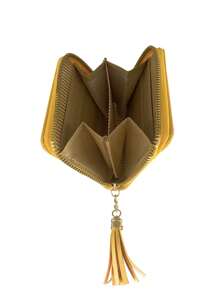 Carteira Feminina com Zíper Carteira Pequena - Amarelo - Visão 2