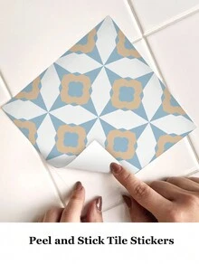 9PCS Simple Self-Adhesive Waterproof Tile Stickers Wear-Resistant Can Be Peeled And Stick PVC Backing Home Decoration Remodelling Beautification Stickers,7.87x7.87inch - Multicolor - View 5