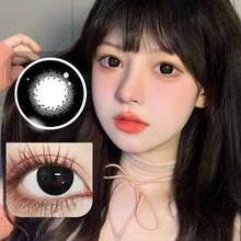 1對彩色隱形眼鏡黑色隱形眼鏡14.5mm軟性鏡片,6個月使用時間 - Big 黑 - 查看 3