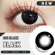 1對彩色隱形眼鏡黑色隱形眼鏡14.5mm軟性鏡片,6個月使用時間 - Big 黑 - 查看 5