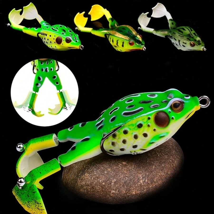 1pc Soft Frog Fishing Lures With Rotating Legs - Realistic Design For Increased Bites And Hookups - Green - View 1