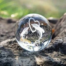 1 Piece Of 3D Inner Carved Luminous Crystal Ball Light Valentine's Day Love Puffer Night Light Table Decoration Holiday Gift Light - Clear - View 2