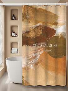 1pc Artistic Colorful Ink Paint Printing Shower Curtain With Water Barrier Function, Ideal For Bathroom, Outdoor, Kitchen, Etc. Comes With Shower Curtain Rings - Multicolor - View 1