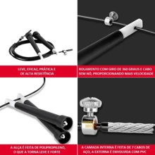 Corda De Pular Crossfit Speed Rope Rolamento Profissional Fit - Preto - Visão 5