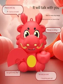 1只招財小龍吉祥物飾品,好運幸運護身符,風水玩具 - 紅色 - 查看 3