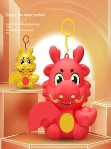 1只招財小龍吉祥物飾品,好運幸運護身符,風水玩具 - 紅色 - 查看 4