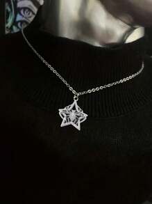 吊墜項鍊 - 銀色 - 查看 2