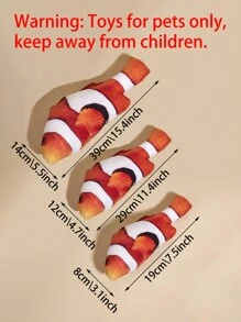 1pc Plush Realistic Clownfish Pet Toy, Suitable For Cats And Dogs, For Chewing, Playing And Relieving Boredom