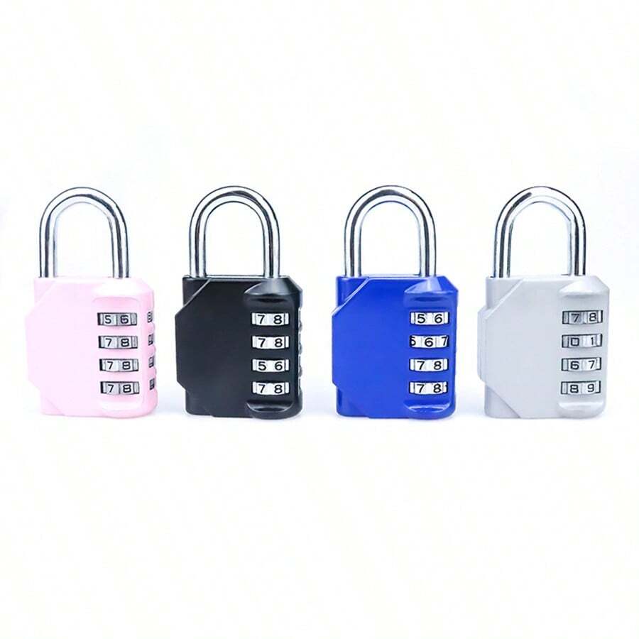 Large Mechanical 4-Digit Combination Lock Padlock, Ideal For Gym, Helmet, Luggage Etc. - Pink - View 1