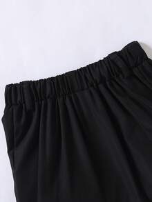 小女孩純色口袋裙學院風/商務風春夏 - 黑色 - 查看 5