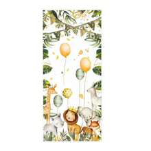 50 Pieces Jungle Animal Cellophane Treat Bags, Green Golden Safari Animal Palm Leaves Plastic Candy Goodie Bags With 50Pcs Golden Twist Ties For Wild One Safari Shower Birthday Party Favors