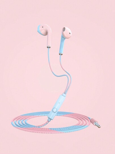 U19 Wired Earphones With Two-Color Design - Pink Blue