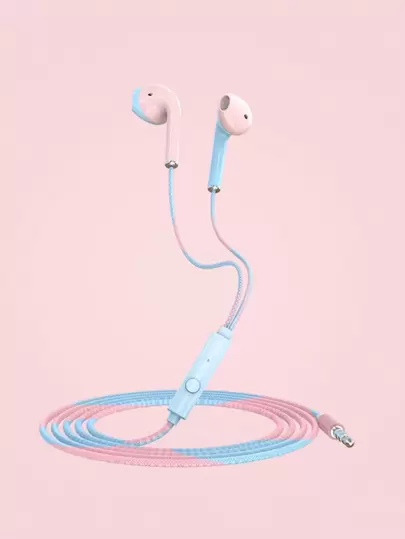 Auriculares Con Cable U19 Con Diseño De Dos Colores - Rosa Azul