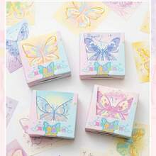200pcs(1 Box) Ins-Style Gradient Yellow Butterfly Memo Pad, Cute And Simple Highly Attractive Memo Pad With No Stickiness, Suitable For Daily Use By Students, Mix Of Square Folding Paper And Origami In The Box - Yellow Gradient Butterfly (200 Photos) - View 6