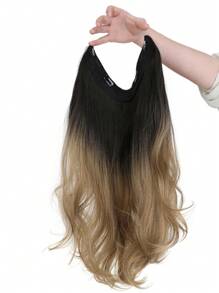 Extensiones de cabello de fibra sintética resistente al calor de 18 pulgadas, con acabado mate y temperatura alta, ombre ondulado largo, apto para uso diario - Degradado - Ver 3