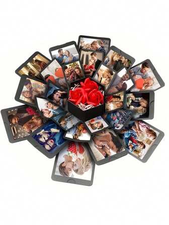 1pc DIY Hexagonal Explosive Handmade Photo Album Box, Birthday Gift Empty Box, Surprise Birthday Gift Box, Valentine's Day And Birthday Creative Gift Box, Multi-Layer Surprise Box, Valentine's Day Gift DIY Self-Adhesive Photo Album Box Scrapbook, Creative Gift Handmade Photo Gift Box, Birthday Anniversary Wedding Gift(Self-Assembly) Gifts Graduation