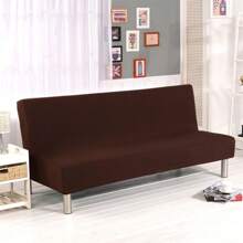Armless Sofa Cover 3 Seater Stretch Couch Cover Elastic Protective Slipcover For Sofa Bed, Anti-Slip - Brown - View 2
