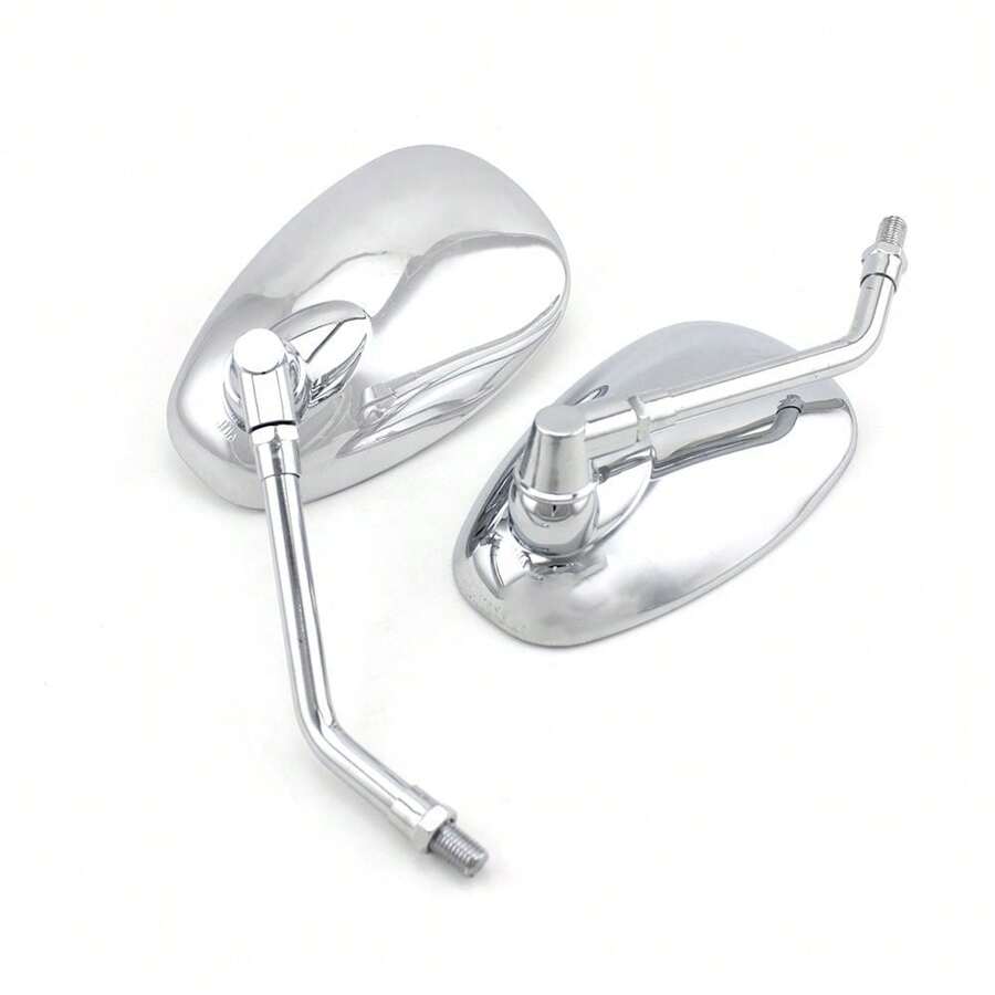 Motorcycle Mirrors, Universal 10mm Chrome Motorcycle Rear View Side Mirrors Handle Bar Bar End Motorcycle Mirrors - Silver - View 1