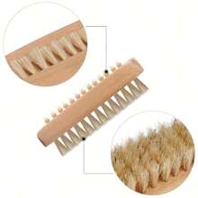 Multifunctional Wooden Nail Brush For Cleaning Fingernails And Toenails - Strong Cuticle Dust Cleaner - Yellow - View 4