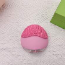 1pc Silicone Facial Cleansing Brush, Rechargeable & Waterproof, Suitable For Home Use And Traveling - Pink - View 11