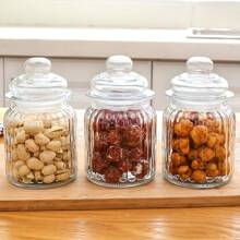 1pc Airtight Glass Jar With Lid To Store Tea, Coffee, Candies, Biscuits, Etc. - Perfect For Kitchen And Restaurant Tables - Clear - View 1