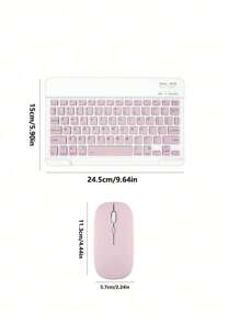 Teclado y mouse inalámbricos ultra delgados, mini portátiles, teclado con carga y silenciosos, compatibles con iPad, tableta, portátil y computadora de oficina - Rosa - Ver 9