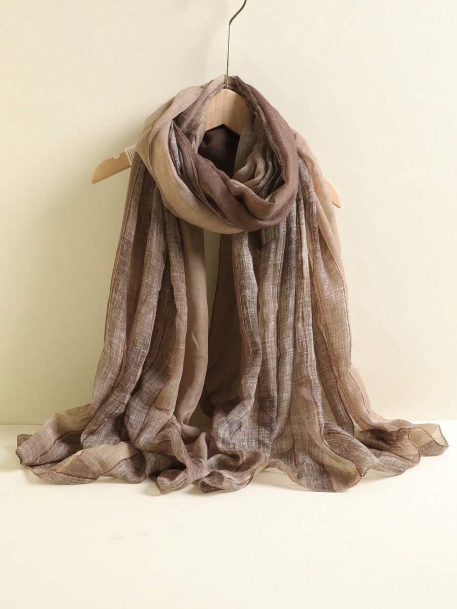 經典優雅棕色時尚圍巾，適用於日常休閒穿著 - 彩色 - 查看 1