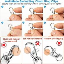 10 件手工工艺品钥匙扣夹、带钥匙圈的登山扣夹、钥匙扣环龙虾扣、DIY 珠宝制作、圣诞装饰、礼物（5 个金属龙虾爪扣 + 5 个独立钥匙圈）休闲汽车配件包饰背包学校可爱哥特 Y2k 万圣节配饰教师节 - 銀色 - 查看 3