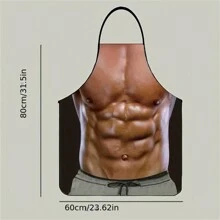 1pc Funny Muscle Man Apron - Waterproof Cooking Bib For Kitchen And Household Use - Multicolor - View 5