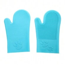 Silicone Thickened Waterproof, Non-Slip, Anti-Hot High-Temperature Gloves For Grabbing Hot Objects - Blue - View 4