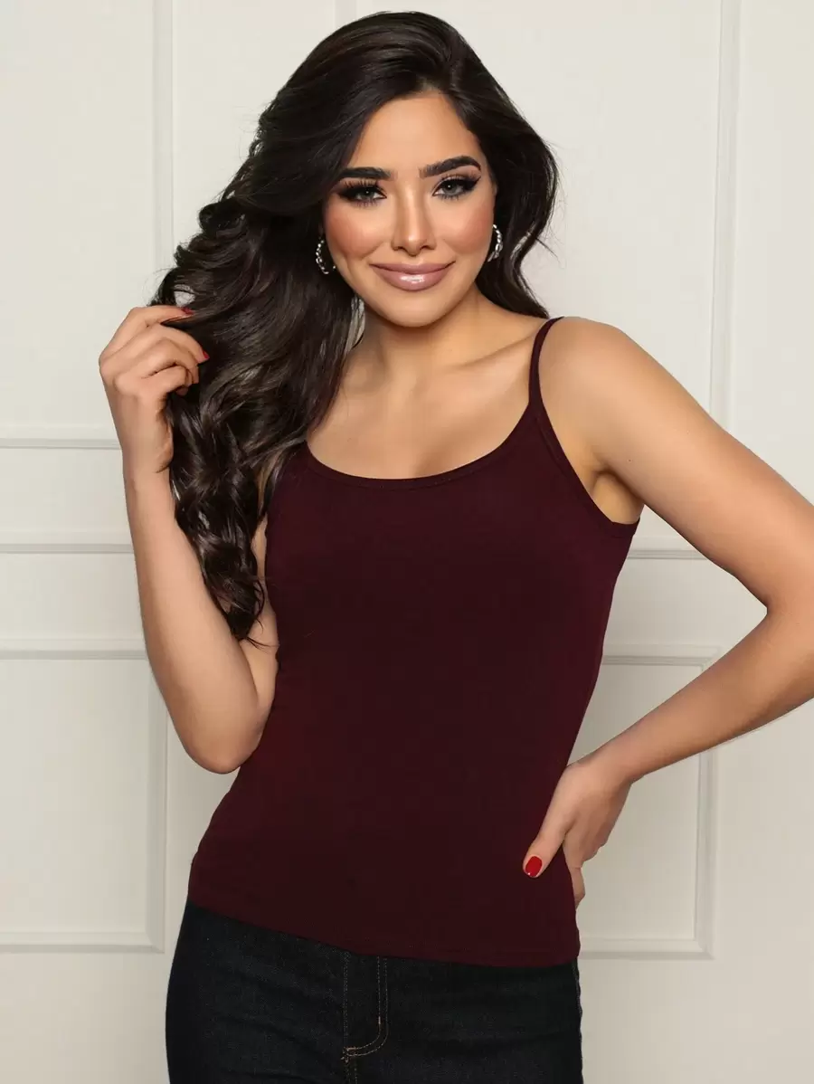 Women Tank Tops & Camis - 紅木色 - 查看 1