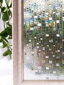 1 件静电贴 3D 装饰玻璃膜,遮阳、隔热、浴室和窗户隐私保护膜,45 厘米 X 1 米/2 米/3 米/5 米/10 米,贴纸,墙贴花,乙烯基贴花,用于家居装饰,春季装饰品让您的家焕然一新,拉玛装饰贴纸 - 無色 - 查看 5