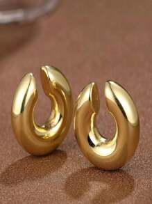 1 par de aretes de presion - Dorado - Ver 4