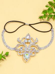 1件銀色多彩鑲鑽肚皮舞彈性腿鍊,適用於表演裝扮女士珠寶飾品 - 銀色 - 查看 2