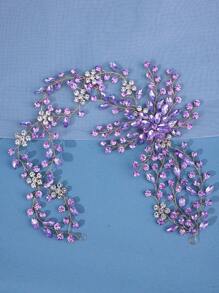 1個女性浪漫紫色水晶頭帶,彩色鑽石,高貴婚禮閃亮髮飾 - 紫色 - 查看 2