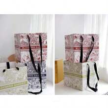 2入組/包花卉包裝手提盒,印有花名和花束設計圖案