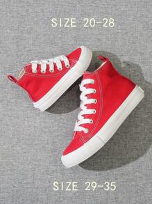 OPOEE Children's Canvas Athletic Shoes, Classic High Top Sneakers With Laces, Versatile Sports Shoes For Casual Wear And Skateboarding