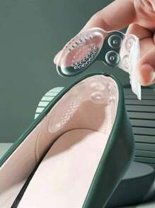 1pair Silicon Gel Heel Cushion Anti-Slip & Anti-Blister Shoe Insert For Heel, Adjust Shoe Size Down, Half Size Pad For High Heels - Clear - View 2