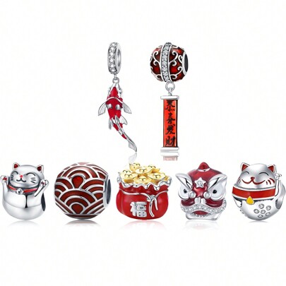 bamoer 1 Pz. Argento Sterling 925 Perline Capodanno Cinese Ciondoli Koi Fortunati Per Collana Braccialetto Da Donna Accessori Fai Da Te