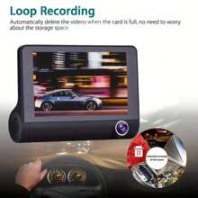 車載 Dvr 3 攝影機 3.8 吋行車記錄器汽車錄影機自動註冊器 Dvr 行車記錄器附 3 路攝影機,適用於各種車型 - 黑色 - 查看 7