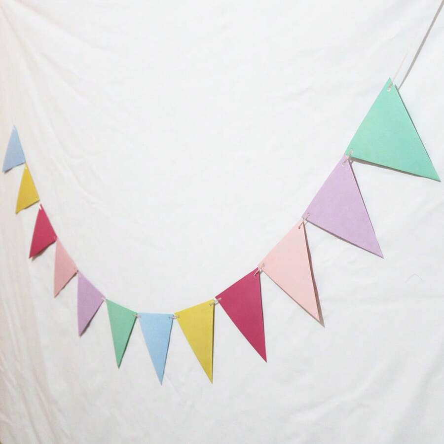 1套,彩色紙旗,三角形生日彩帶旗幟,掛在牆上的婚禮旗幟,派對花環,家居裝飾,生日標語,生日派對用品,派對裝飾,婚禮用品,婚禮裝飾 - 彩色 - 查看 1